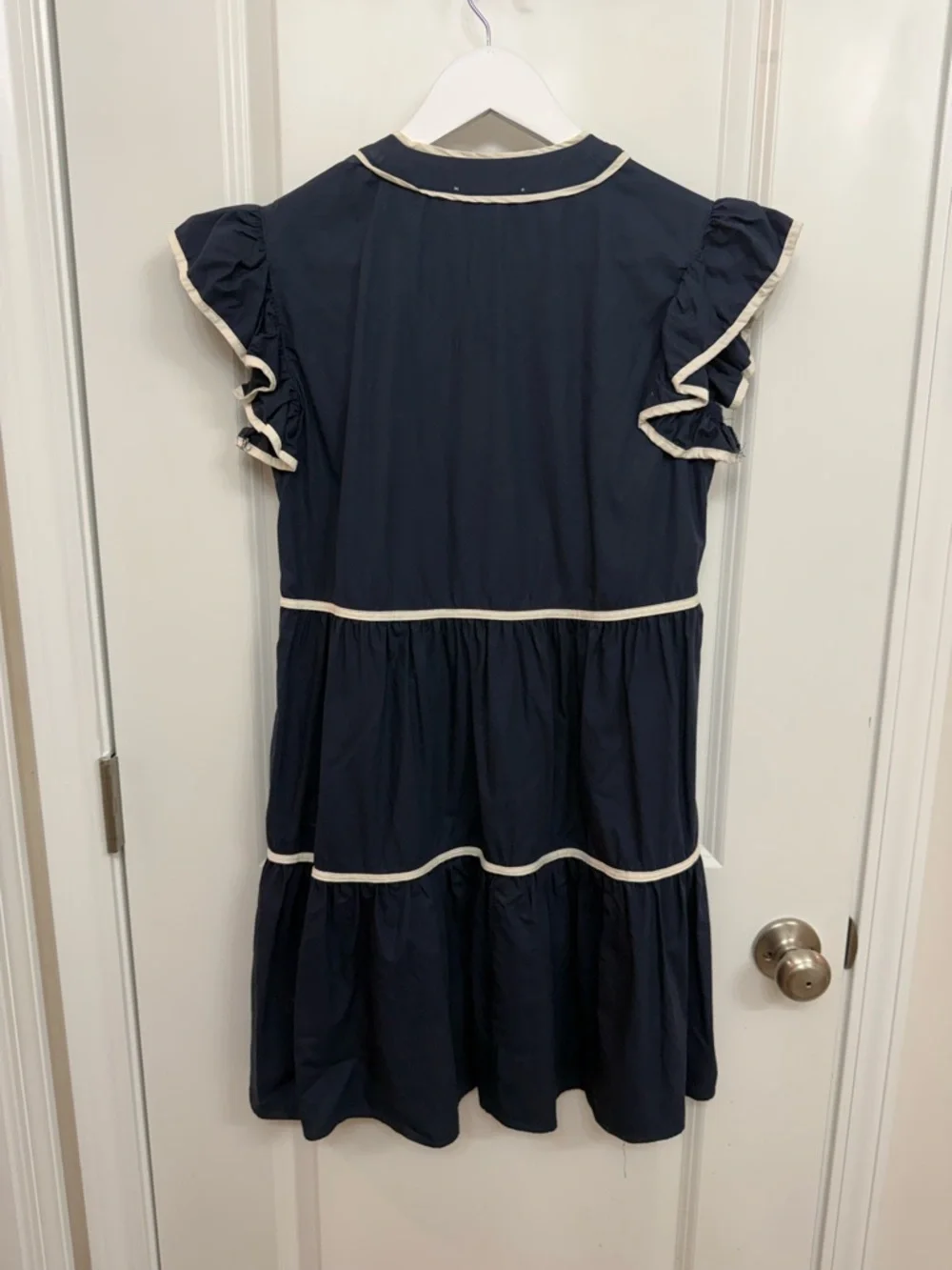 She + Sky Navy Ruffle-Trim Mini Dress - Picture 2 of 2